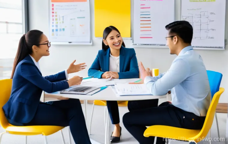 셀프 매니지드 팀의 연속적인 평가 및 피드백 - **Prompt: "A diverse and inclusive team of professionals, appearing to be predominantly Thai or Sout...