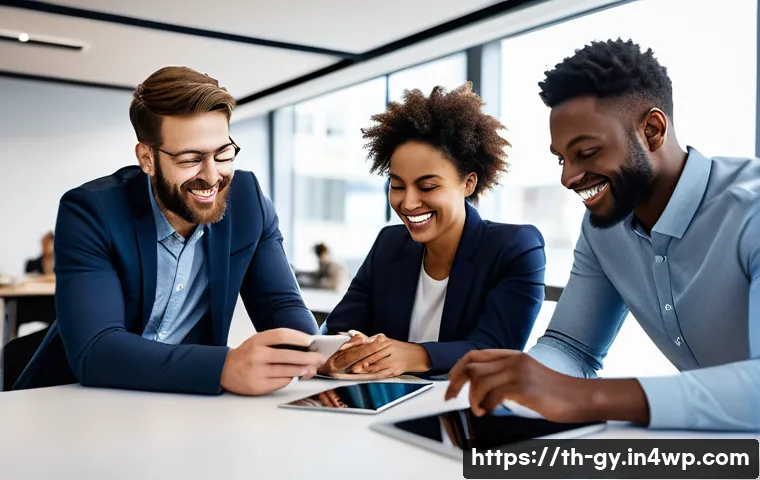 셈프 매니지드 팀의 업무 혁신 사례 분석 - A diverse and flexible managed team collaborating in a modern office environment, members clearly as...